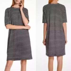 EILEEN FISHER Striped Organic Cotton 3/4 Sleeve Tee Shirt Dress Women’s Large 💛